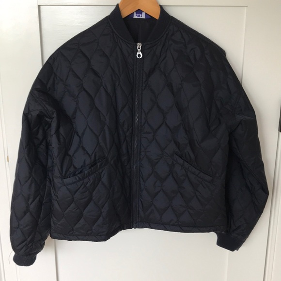 Joy Lab Dark Navy Blue Quilted Boxy Jacket XS - Picture 2 of 12